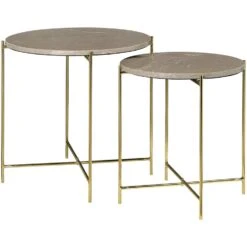 Cozy Living Freja Kaffeetische 2-er Set, Toffee / Messing