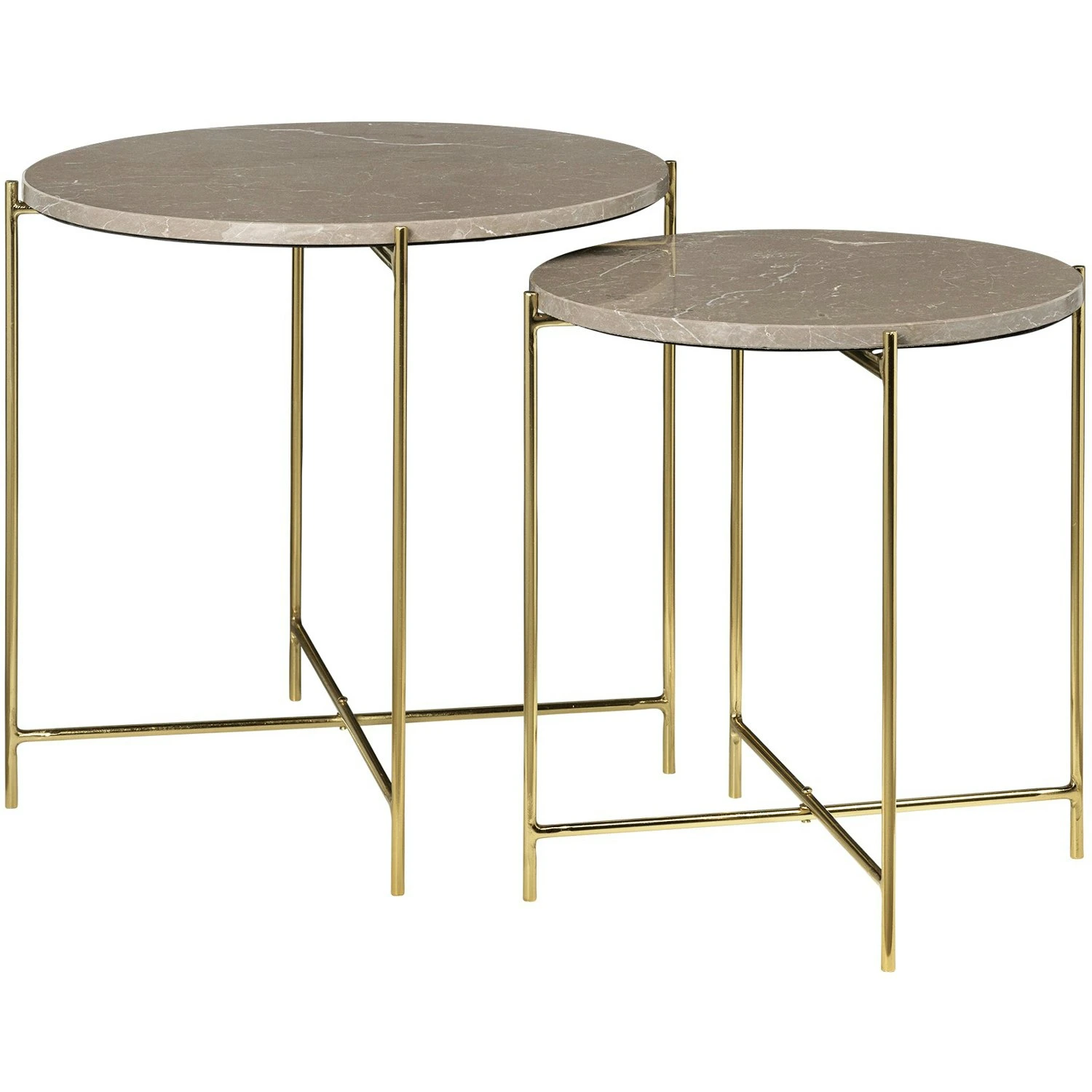 Cozy Living Freja Kaffeetische 2-er Set, Toffee / Messing 1 Cozy Living Freja Kaffeetische 2-er Set, Toffee / Messing