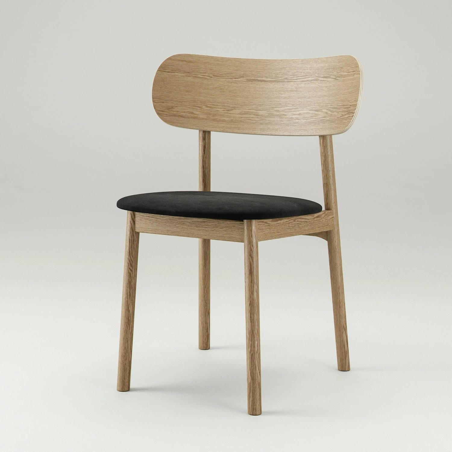 Elephant Breiter Stuhl, Eiche/Schwarzer Samt 3 Elephant Breiter Stuhl, Eiche/Schwarzer Samt – Bild 3