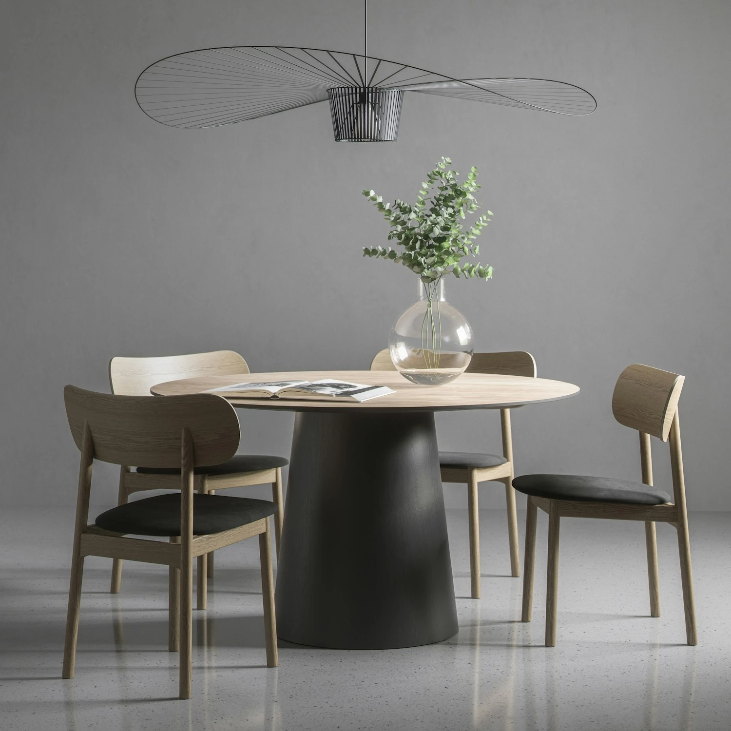 Elephant Breiter Stuhl, Eiche/Schwarzer Samt 6 Elephant Breiter Stuhl, Eiche/Schwarzer Samt – Bild 6