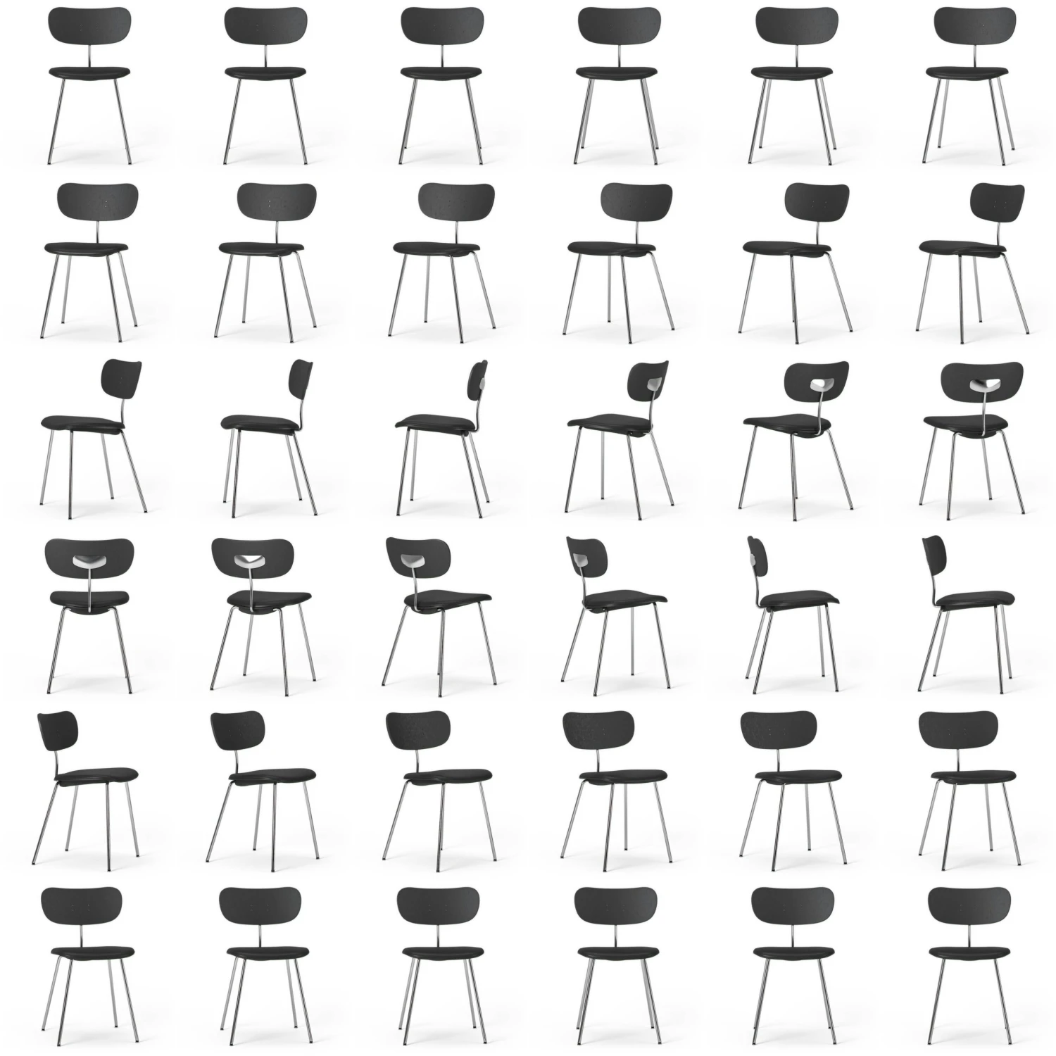 Habit Stuhl Chrom, Schwarz Leder / Schwarz Eiche 6 Habit Stuhl Chrom, Schwarz Leder / Schwarz Eiche – Bild 6