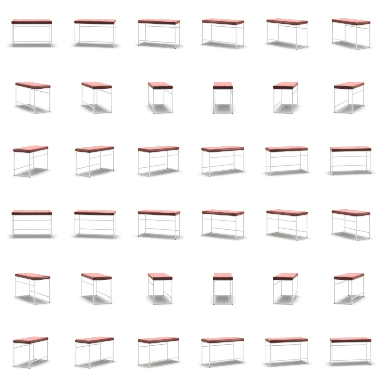 Bank, Weiß / Rost Samt 5 Bank, Weiß / Rost Samt – Bild 5