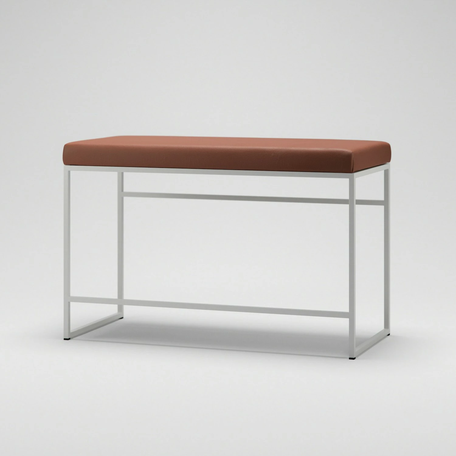 Bank, Weiß / Braun Leder 3 Bank, Weiß / Braun Leder – Bild 3