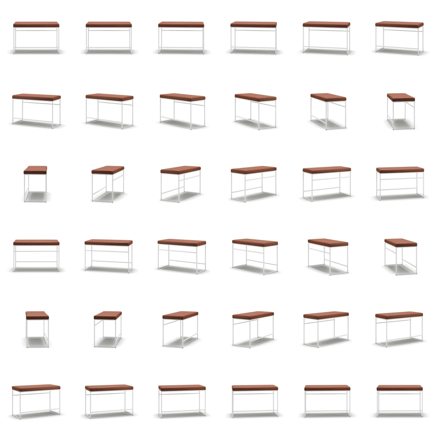 Bank, Weiß / Braun Leder 6 Bank, Weiß / Braun Leder – Bild 6