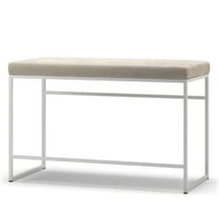 Bank, Weiß / Beige Samt