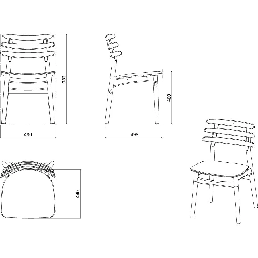 J48 Dining Chair , Lacquered Oak / Black Leather 5 J48 Dining Chair , Lacquered Oak / Black Leather – Bild 5
