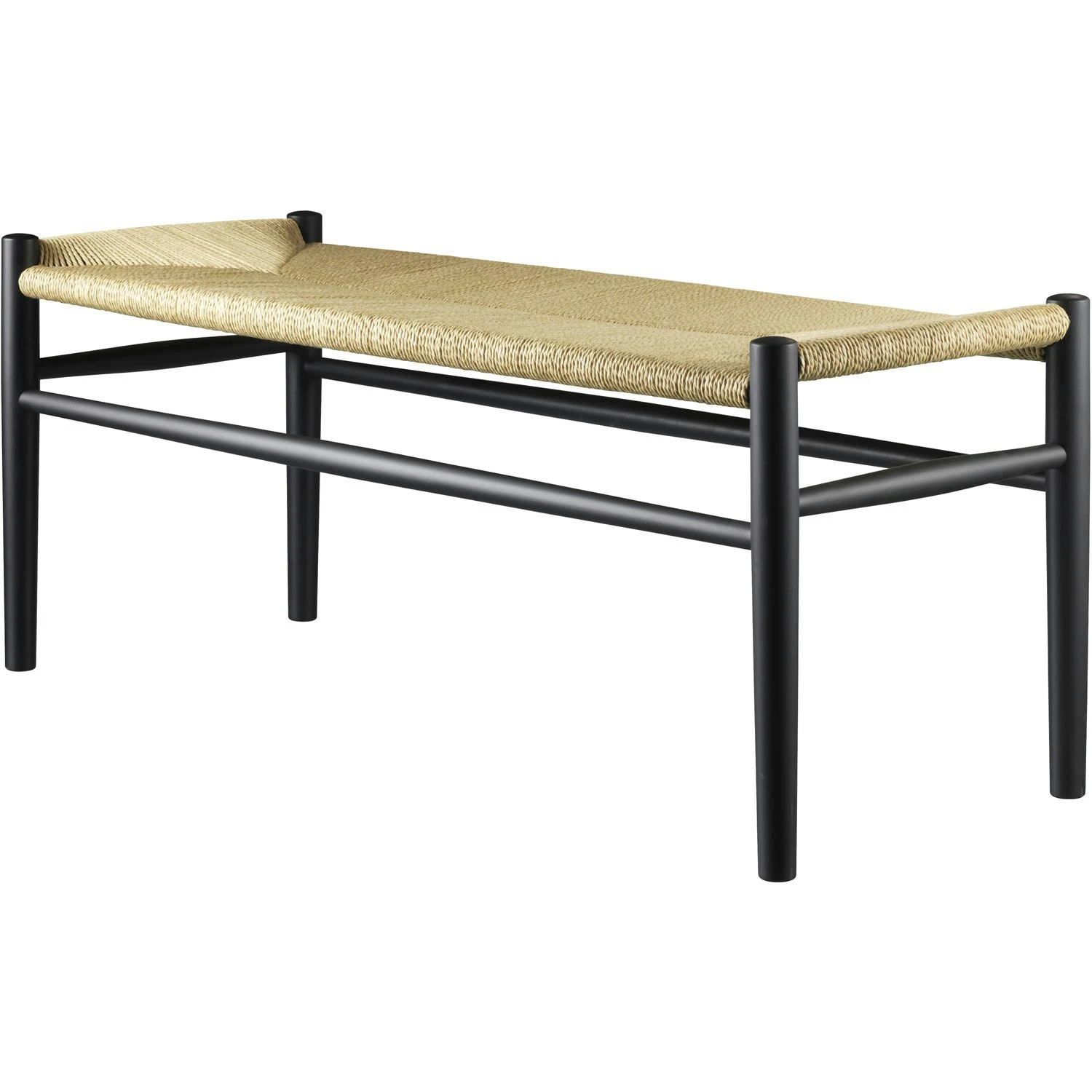 J83B Bench, Black Painted / Seat Natural 2 J83B Bench, Black Painted / Seat Natural – Bild 2