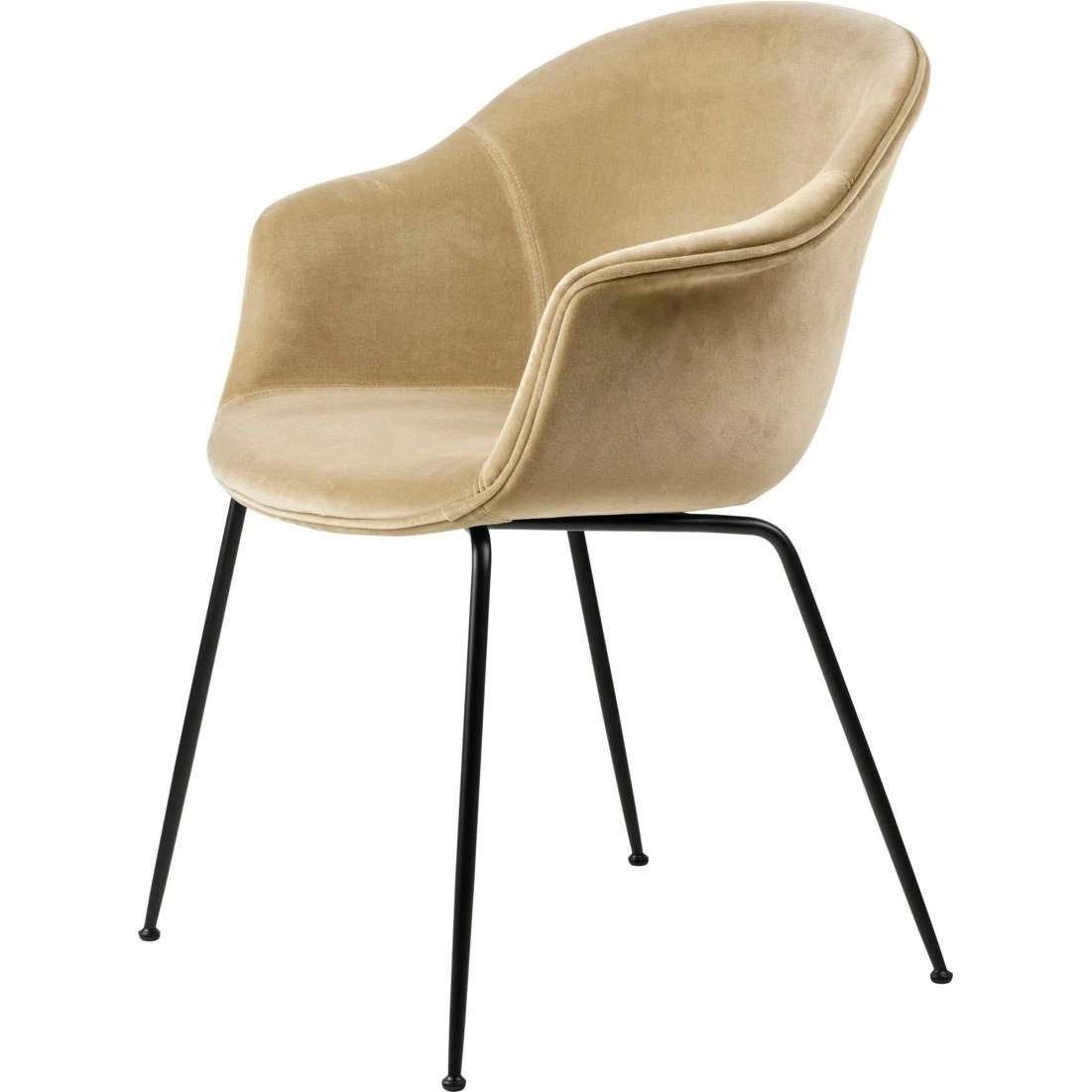 Gubi Bat Esszimmerstuhl Gepolstert / Kegelförmige Basis, Graugrün 1 Gubi Bat Esszimmerstuhl Gepolstert / Kegelförmige Basis, Graugrün