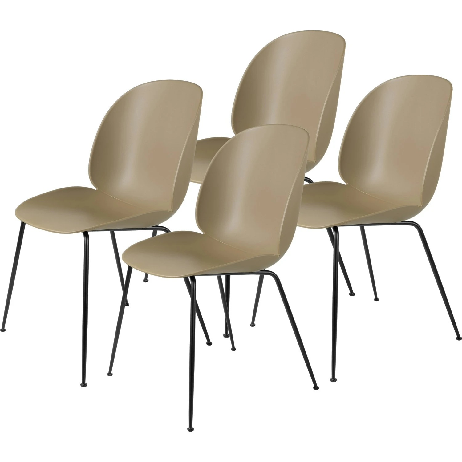 Gubi Beetle Dining Chair Unupholstered, Conic Base Black, Set Of 4, Pebble Brown 1 Gubi Beetle Dining Chair Unupholstered, Conic Base Black, Set Of 4, Pebble Brown