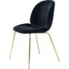 Gubi Beetle Stuhl Brass / Velvet, Sapphire Blue