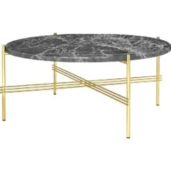 Gubi TS Kaffeetisch 80 Cm, Messing / Grauer Marmor
