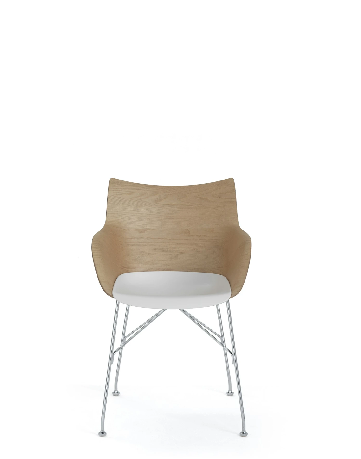 Kartell Q/Wood Stuhl, In Heller Holzoptik / Weiß / Chrom 2 Kartell Q/Wood Stuhl, In Heller Holzoptik / Weiß / Chrom – Bild 2