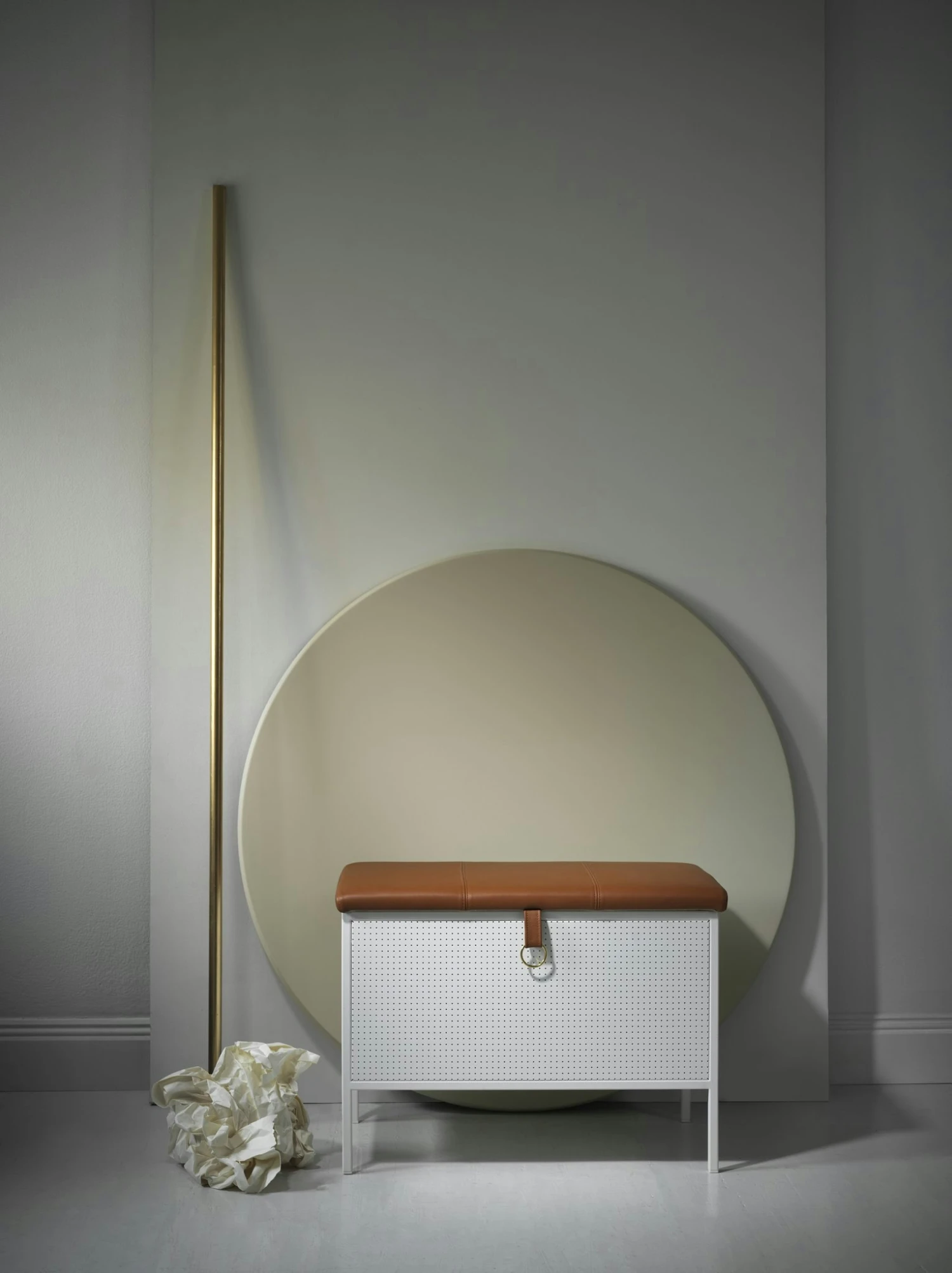 Maze Frank Aufbewahrungsbank, Weiß/Cognac 2 Maze Frank Aufbewahrungsbank, Weiß/Cognac – Bild 2