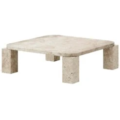 New Works Atlas Kaffeetisch 820x820 Mm, Unfilled Travertine